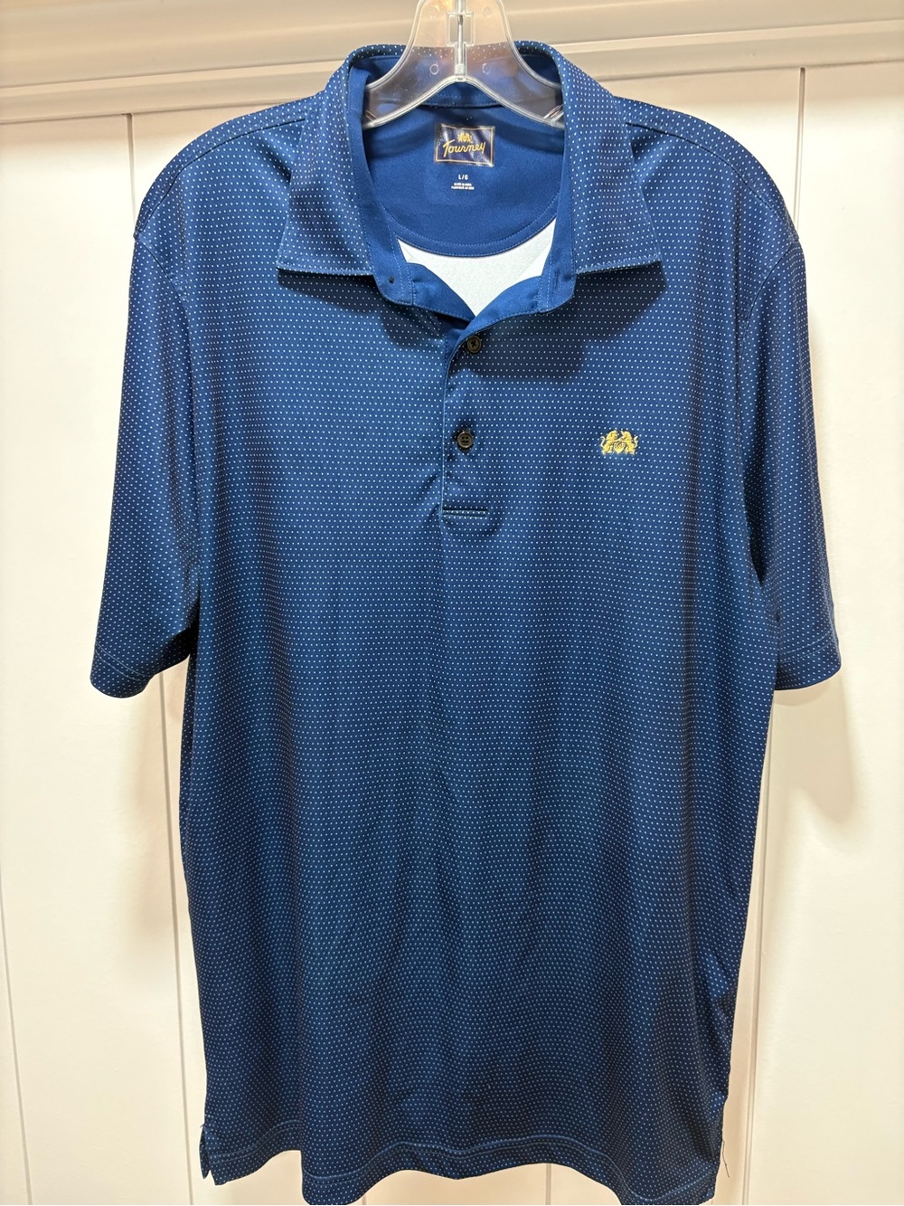 Tourney Mens Navy Blue Performance Golf Polo Shirt Lion Crest Size Large